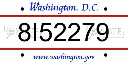 8I52279 District Of Columbia License Plate