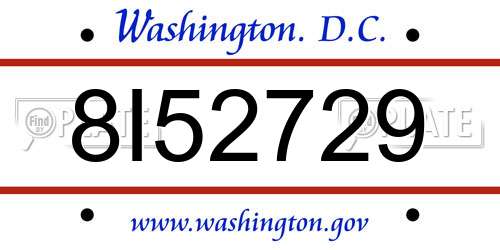 8I52729 District Of Columbia License Plate