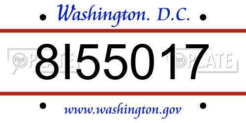 8I55017 District Of Columbia License Plate