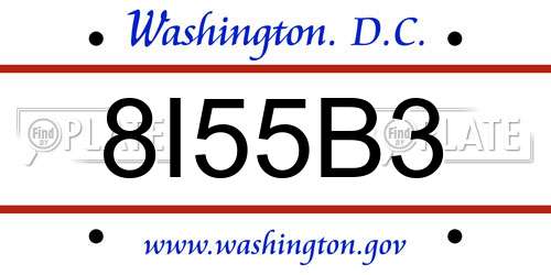 8I55B3 District Of Columbia License Plate