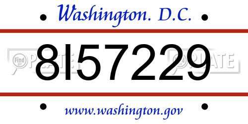 8I57229 District Of Columbia License Plate
