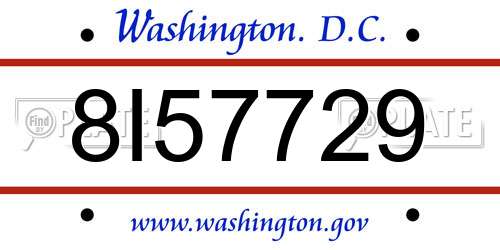 8I57729 District Of Columbia License Plate