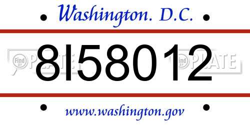 8I58012 District Of Columbia License Plate