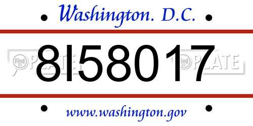 8I58017 District Of Columbia License Plate