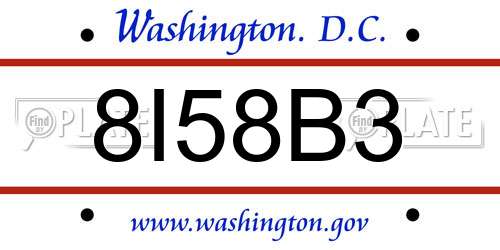 8I58B3 District Of Columbia License Plate