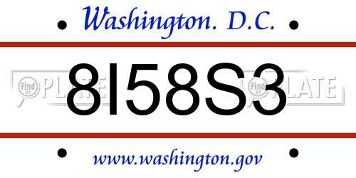 8I58S3 District Of Columbia License Plate