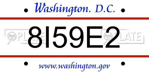 8I59E2 District Of Columbia License Plate