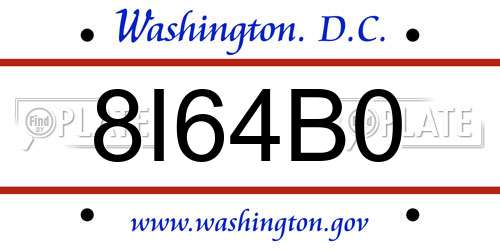 8I64B0 District Of Columbia License Plate