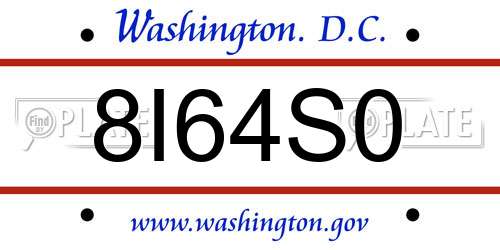 8I64S0 District Of Columbia License Plate