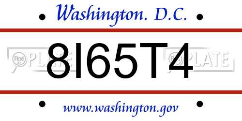8I65T4 District Of Columbia License Plate