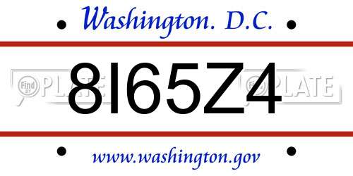 8I65Z4 District Of Columbia License Plate