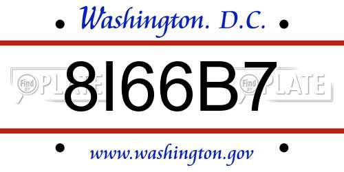 8I66B7 District Of Columbia License Plate