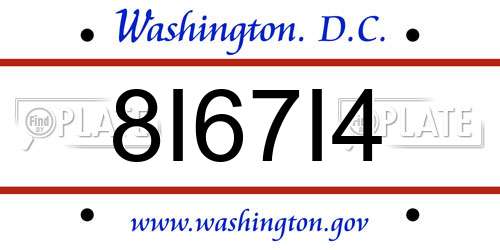 8I67I4 District Of Columbia License Plate