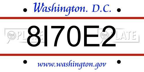 8I70E2 District Of Columbia License Plate