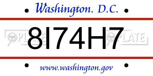 8I74H7 District Of Columbia License Plate