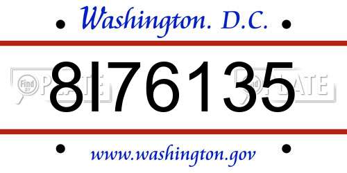 8I76135 District Of Columbia License Plate