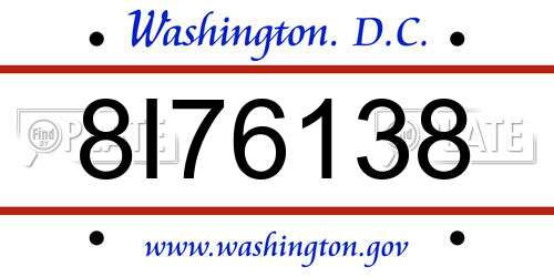 8I76138 District Of Columbia License Plate