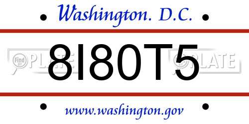 8I80T5 District Of Columbia License Plate