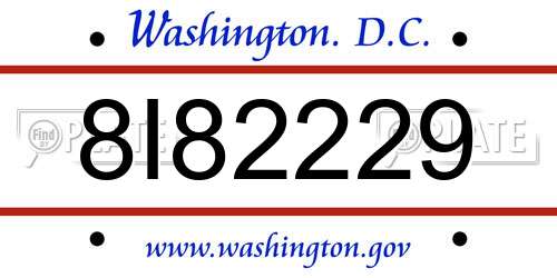 8I82229 District Of Columbia License Plate