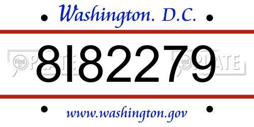 8I82279 District Of Columbia License Plate