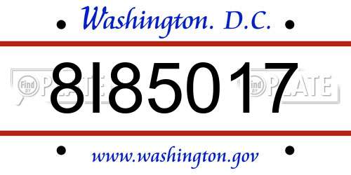 8I85017 District Of Columbia License Plate