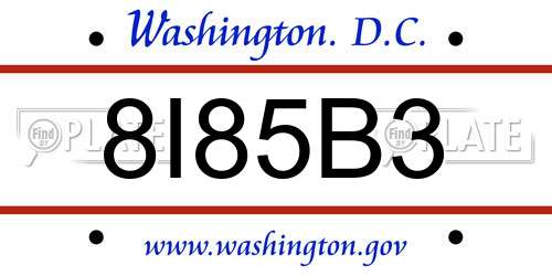8I85B3 District Of Columbia License Plate