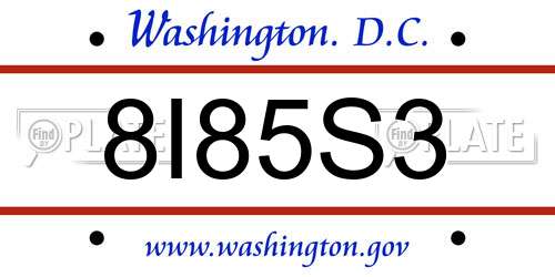 8I85S3 District Of Columbia License Plate