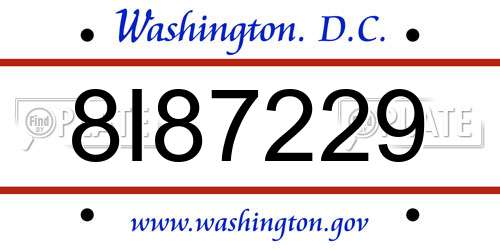 8I87229 District Of Columbia License Plate