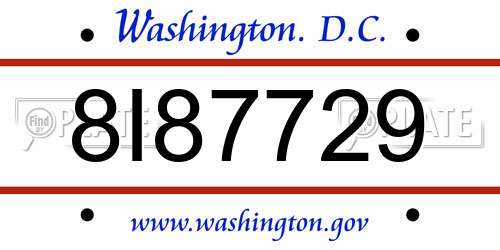 8I87729 District Of Columbia License Plate