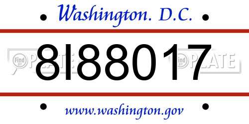 8I88017 District Of Columbia License Plate