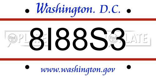 8I88S3 District Of Columbia License Plate