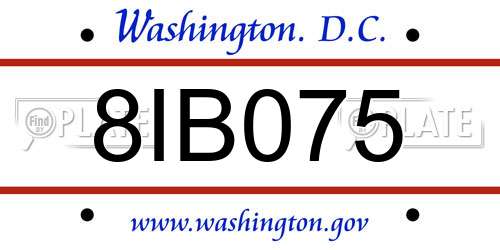 8IB075 District Of Columbia License Plate