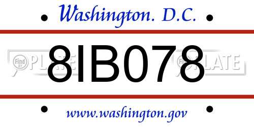 8IB078 District Of Columbia License Plate