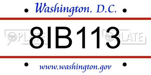 8IB113 District Of Columbia License Plate