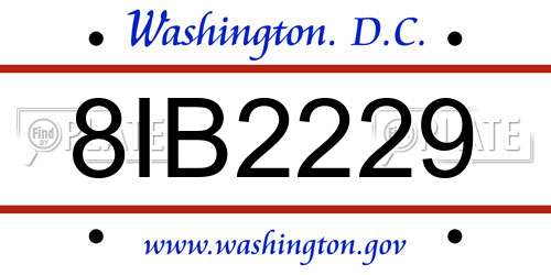 8IB2229 District Of Columbia License Plate