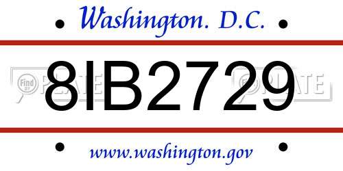 8IB2729 District Of Columbia License Plate