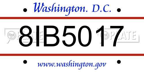 8IB5017 District Of Columbia License Plate