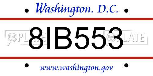 8IB553 District Of Columbia License Plate