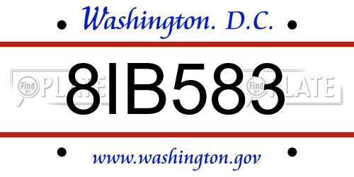 8IB583 District Of Columbia License Plate