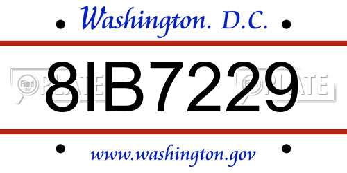 8IB7229 District Of Columbia License Plate