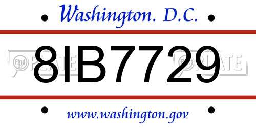8IB7729 District Of Columbia License Plate