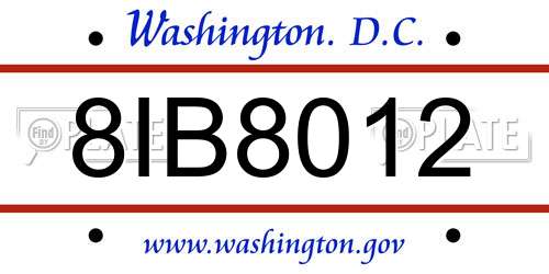 8IB8012 District Of Columbia License Plate