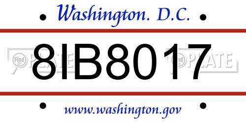 8IB8017 District Of Columbia License Plate