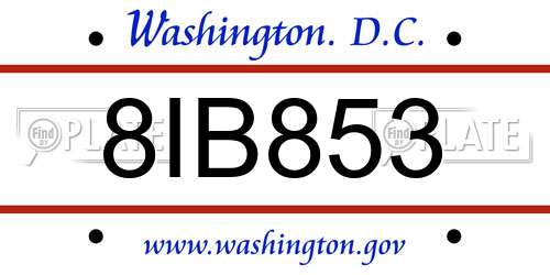 8IB853 District Of Columbia License Plate