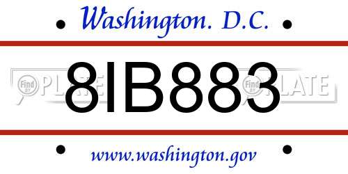 8IB883 District Of Columbia License Plate