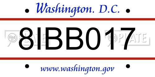 8IBB017 District Of Columbia License Plate