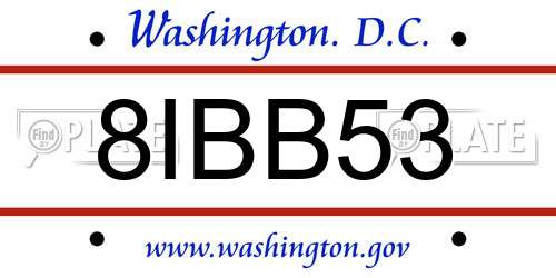 8IBB53 District Of Columbia License Plate