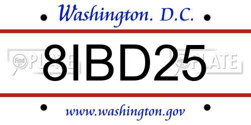 8IBD25 District Of Columbia License Plate