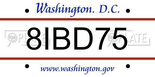 8IBD75 District Of Columbia License Plate