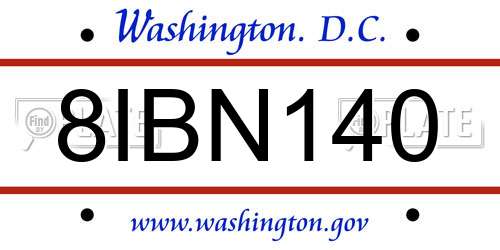 8IBN140 District Of Columbia License Plate